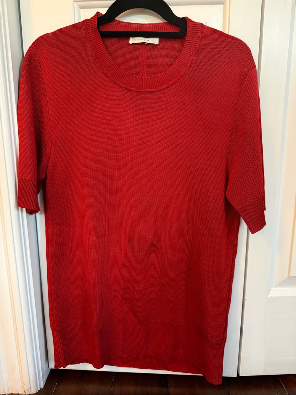 The Row Red Short-Sleeve Knit Top